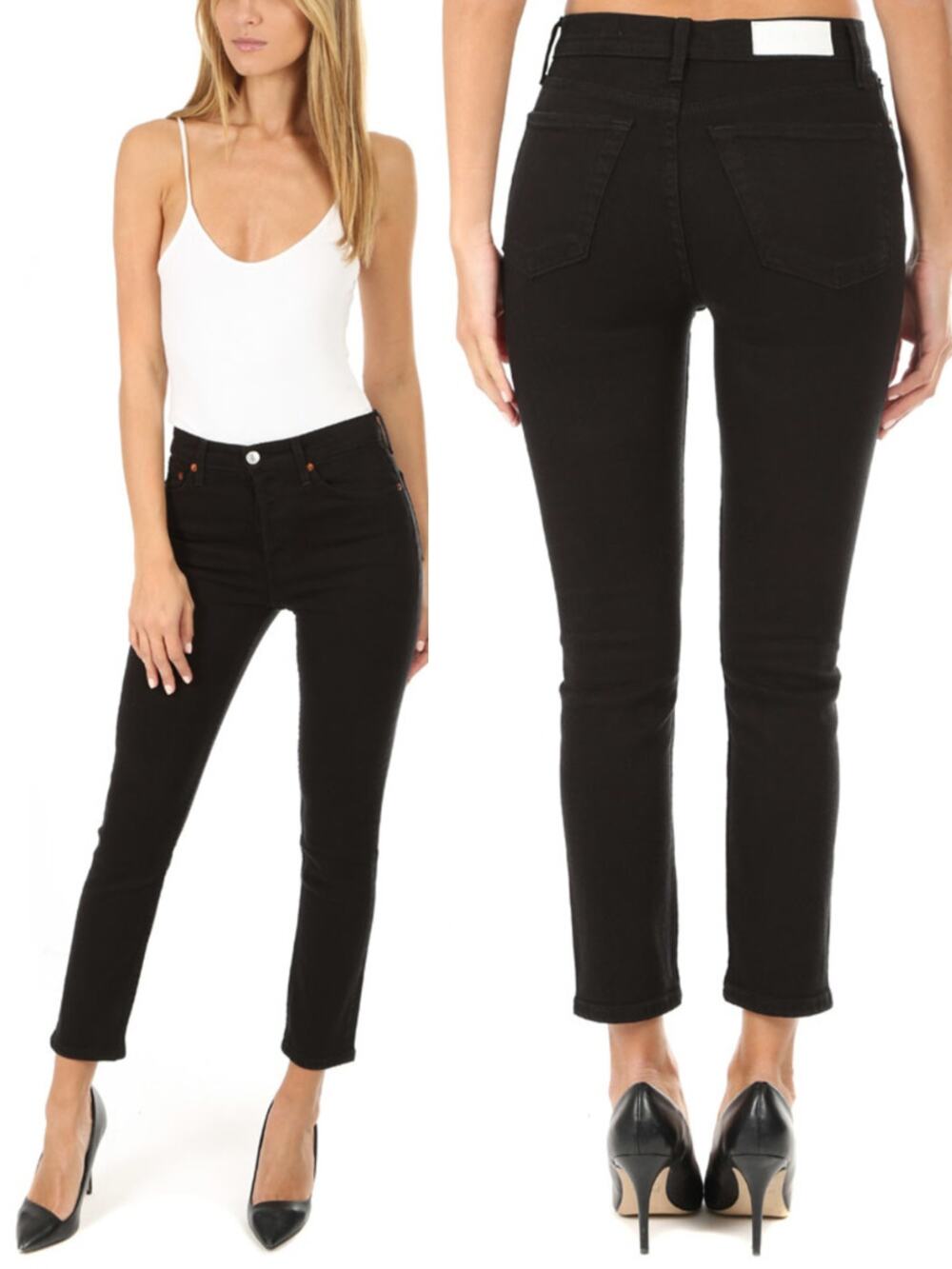 RE/DONE High Rise Ankle Crop Size 27 Black Made In USA